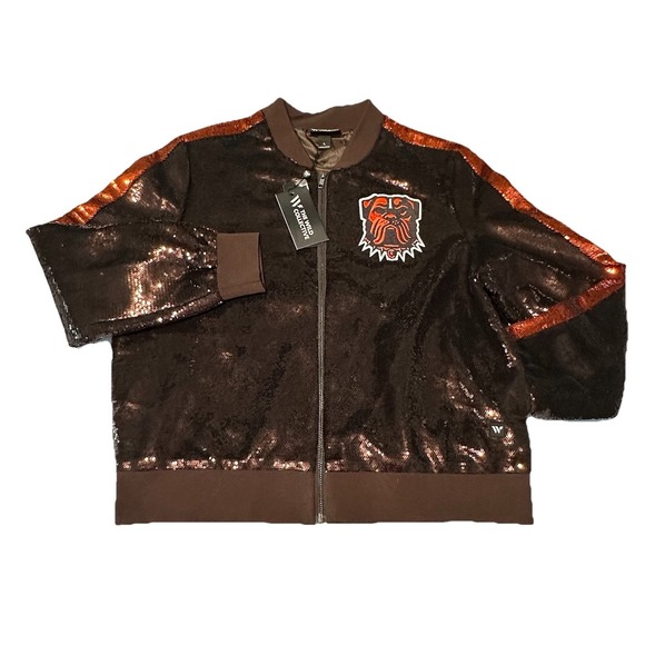NWT Wild Collective NFL Cleveland Browns Women's Sequin Jacket Size L MSRP $160 - Picture 1 of 8